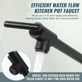 Pot Filler Faucet for Kitchen Sink, Deck Mount Pot Faucets Over Stove, Solid Brass Folding Pot Filler, Matte Black Kitchen Faucet with Double Joint Swing Arms