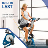 XTERRA Fitness Folding Exercise Bike, 225 LB Weight Capacity, Cordless, Battery Powered with Solid X-Frame Folding Design, Padded Seat and Handlebars, Adjustable Foot Straps, 8 Levels of Resistance XTERRA