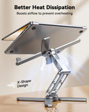 360° Rotating Laptop Stand for Desk, Foldable Computer Stand with Ergonomic Adjustable Height Angles
