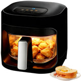 Versatile 6-in-1 Glass Air Fryer and Toaster Oven, 4.7QT Family-Sized Capacity. Enjoy Crispy Results with 97% Less Oil (Black)