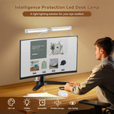 Pzloz Led Desk Lamp with Clamp: Architect Desk Lamp for Home Office, Eye Caring Double Head Computer Monitor Work Desk Light with Remote Control - 24W Flexible Dimmable Desktop Table Lamp White