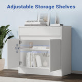 Housoul Buffet Cabinet [Set of 2] with 2 Doors and Drawer, White