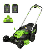 Greenworks 60V 25” Cordless (Self-Propelled) Lawn Mower (LED Lights + Aluminum Handles), 2 x 4.0Ah Batteries