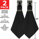 STICKIT Magnetic Towel, Black | 2-Pack | Industrial Strength Magnet for Strong Hold to Golf Carts or Clubs