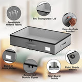 EE-RoomWorld Under Bed Storage with Wheels, No Assemble Required 5.5 inches height grey under bed storage bins,Low Profile Rolling Underbed Shoe Storage containers，dorm underbed storage drawers