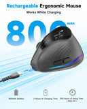 AOC Ergonomic Mouse, 2.4GHz Wireless Bluetooth Vertical Mouse, Rechargeable