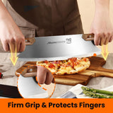 Aihomo 13” Sharp Pizza Cutter Rocker, 420J1 Japanese Stainless Steel Blade Slicer, Double Pakkawood Handle Pizza Knife Rocker with Protective Cover, Dishwasher Safe
