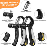 Grip Strength Trainer Kit with Hand Gripper Strengthener, Finger Exerciser, Forearm Workout Ring, Double-Sided Finger Stretcher(Gripster) and Stress Relief Ball (black grey) Btfsoul