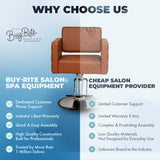 Buy-Rite Icon Styling Chair in Camel for Professional Salons & Barbershops, Extra Wide Seat, Quilted Design, Hydraulic Pump, Tufted Back, Easy-Clean Vinyl, Durable Steel Frame, YLG-192-CAM