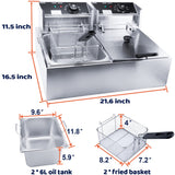 Commercial Deep Fryer with Basket, 3400W 12.7QT/12L, Detachable Large Capacity Stainless Steel Countertop Electric Oil Fryer with Temperature Control for Restaurant or Home Use