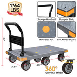 Push Cart, Folding Mobile Platform Trolley,Thickened and Reinforced, 360° Swivel Wheels,