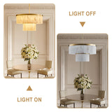 CEENWE Alabaster Chandelier 2-Tier D24 Brass Round Chandeliers, Modern Dining Room Chandelier Marble Pendant Light for Living Room, Bedroom, Foyer, Kitchen, Entryway Gold(Include Bulbs)