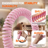 LunaHush Cordless Ropeless Battle Ropes for Home Gym, 3 Adjustable Resistance, Heavy Duty Strength Training Equipment for HIIT, Full Body Workout, Men & Women, Pink