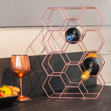 Gusto Nostro Countertop Wine Rack - 14 Bottle Freestanding Modern Metal Wine Rack - 3 Tier Tabletop Wine Holder Stand for Cabinet (Small, Rose Gold)