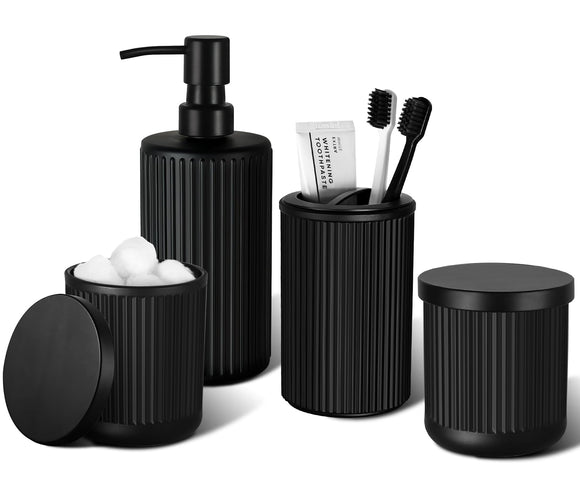 Accessory Set, Soap Dispenser, Toothbrush Holder, Qtip Holder Kasunting
