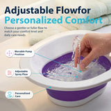 Pochik Electric Sitz Bath for Toilet Seat, Collapsible Portable Soaking Tub for Hemorrhoids and Postpartum Care, Automatic Flushing Sitz Bath Basin with Adjustable Flow - Purple