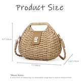 Women Straw Crossbody Bags,Summer Straw Purses with Chain,Beach Tote Shoulder Handbags Handmade Woven Bag (brown)