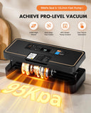 UPRUBE Vacuum Sealer for Food, 95kPa Food Saver Machine, 135W Fast-Sealing with Easy Tear Cutter, Built-in Bag Storage, 9-in-1 Compact with 10 ft Bag Roll