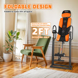 Teclor Inversion Table,Advanced Heat and Massage Function,Strength Training Inversion Table for Back Pain Relief,Heavy Duty Inversion Table 350 lbs Capacity with Wider and Thickened Backrest