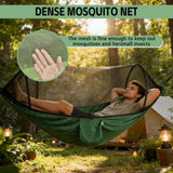 Camping Hammock with Mosquito Net - Double & Single Portable Hammocks with 2 Tree Straps, Lightweight Hammock Tent for Outdoor Camping, Hiking, Backpacking, Beach & Backyard (Dark Green)
