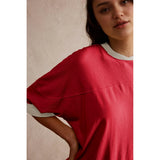 Songling Womens 3/4 Length Sleeve Casual Loose Fit Summer Tee Shirt Basics Cotton t Shirts Trendy Tops Red