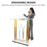 Church Pulpit, Acrylic Pulpit with Wheels,Led Church Podium with Rollers& Vertical Reading Platform
