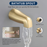 3 Handles Shower Faucet Set with Tub Spout Bathtub Shower Faucet Combo Set Shower System Complete Tub and Shower Trim Kit Brushed Gold Shower Set