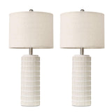 PoKat 27.5'' Tall Table Lamps for Living Room Set of 2, Ceramic Bedroom Lamps for Night Stands, Modern Bedside Lamps for Bedroom Living Room, Nightstand Lamps for End Table, Hallway, Gold and White