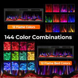 R.W.FLAME 50" Recessed and Wall Mounted Smart Electric Fireplace, Alexa/WiFi Enabled, APP Control with Multiple Sound Modes, Remote Control with Timer, Adjustable Flame Colors and Speed