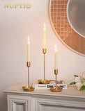 NUPTIO Taper Candle Holders for Wedding: 6 PCS Gold Matte Candles Stick Holder for Table Centerpiece - Bulk Candlestick Holders for Birthday Christmas Party Decor