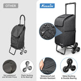 KEDSUM 2 in 1 Grocery Cart on Wheels for Stairs, 60L/300LBS Shopping Carts for Groceries, Stair Climbing Cart, Black