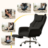 Cross Legged Office Chair with Footrest,Big and Tall Leather Executive Chair with Reversible Armrest