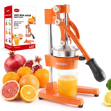 ARINOO Kitchen Cast Iron Citrus Juicer,Manual Hand Press Orange Juicer,Heavy Duty Countertop Squeezer for Lemon,Orange, Easy to Use & Clean（Orange)
