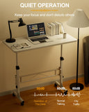 Small Standing Desk Adjustable Height, Mobile Stand Up Desk with Wheels, 32 Inch Portable Rolling Desk Small Computer Desk, Portable Laptop Desk Standing Table Sit Stand White Amztabler
