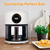 4.7QT Glass Air Fryer, 360° Viewable Glass Air Fryer Non Toxic, 6-IN-1 Preset Cook Modes, Digital Display, and More, White
