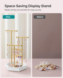 Jewelry Holder, Jewelry Organizer, 4 Independent Zones, Jewelry Display Stand with Metal Frame SONGMICS