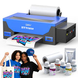 DSV A3 DTF Printer with L1800 Printhead, Built-in White Ink Recirculation & Anti-Clog Self-Cleaning, 2880DPI High-Speed Multi-Material Transfer Machine, Includes 2-Year Ink Supply