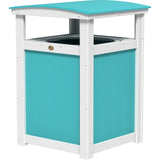 LuxCraft Poly Outdoor Trash Can, Garbage Can Outdoor - Durable All Weather Commercial Trash Can & Residential Outdoor Trash Bin for Patio Pool Park Business and Personal (Aruba Blue & White)