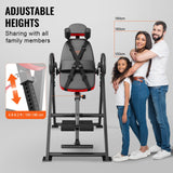 VEVOR Inversion Table, 300 lbs Capacity Heavy Duty Inversion Table, Decompression Back Stretcher Machine, Strength Training Equipment with Headrest, Ankle Lock, Adjustable Protective Belt, Red/Black