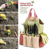 Gardening Tools Set of 10 - Complete Heavy Duty Garden Tools Set with Fashion Handbag - Durable Gardening Supplies Kit
