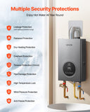 VEVOR Tankless Water Heater Propane, 4.3Gal Instant Water Heater, 100000 BTU, Silver Gray, Smart Temperature Control, Multiple Security Protections, Indoor Use for Whole House