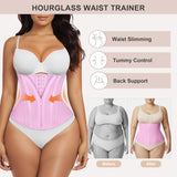 SHAPERX Waist Trainer for Women Underbust Corset Shapewear Tummy Control Workout Waist Cincher Body Shaper Zipper and Hooks, SZ7310-Pink-XL