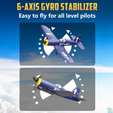 HAWK'S WORK 3 Channel RC Plane F4U Corsair, Remote Control Warbird Ready to Fly, 2.4GHz 6-axis Gyro Stabilizer, Easy to Fly for Kids & Beginners