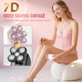 Electric Razors for Women, 7D Rotary Shaver for Legs Bikini Rechargeable, Wet/Dry Hair Removal Kit for Whole Body, Cordless Lady Trimmer Groomer, Wider Shaving Surface, Cherry