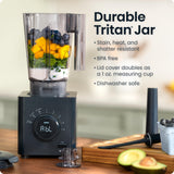 Chefman Obliterator 48 oz Countertop Blender for Smoothies, 1380W Motor to Crush Ice, Nuts, and Frozen Fruit with Stainless Steel Blade, Auto Blend Function, Includes Tamper and Scraper