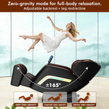 Massage Chair Full Body, Zero Gravity Shiatsu Massage Chair, Built-in 12 Fixed Rollers, 6 Airbags, Auto Modes, Foot Massage, Calfrest Extension, Speaker, for Living Room, Bedroom, BlackBrown