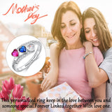 Oseew 14k gold mother Ring 14k Gold Personalized 3 Birthstones Rings for Women Personalized 3 Birthstones Rings 14k yellow gold Mother's Ring With 3 Names Mother Daughter Ring