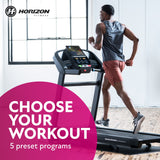 Horizon Fitness T202 Foldable Treadmill Running Machine with Incline, Fitness & Cardio, Lightweight Folding Treadmill with Bluetooth Speakers, EasyDial Controls, Tablet Holder, 325lb Capacity