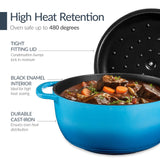 Best Choice Products Non-Stick Pot & Pan Cookware Set, Cast Iron, 2Qt Skillet W/Lid, 10" Grill Or Griddle Pan W/Press - Blue