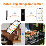 Grebilux Wireless Meat Thermometer with 2 Color-Coded Probes, ±1.8℉ Accuracy, IP67 Waterproof, App Control & Real-Time Monitoring, Two-Way Alerts